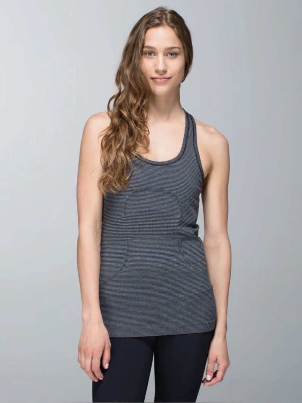 LULULEMON - Swiftly Tech Tank - Black Gray Stripe - Size 6 - VGUC